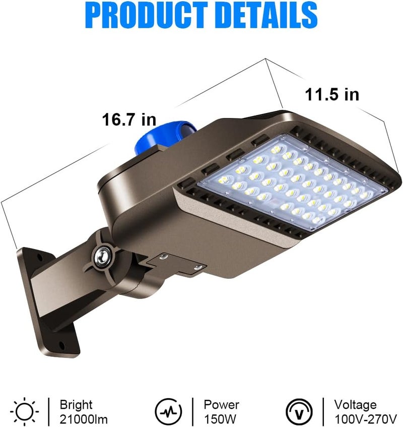 Juyace 150 واط ضوء الفيضانات LED من الغسق إلى الفجر للإضاءة الخارجية ضوء الحظيرة التجاري مثبت على الحائط صندوق الأحذية أمان الشارع الفناء IP65 مقاوم للماء 5000 كلفن 100-277 فولت - Image 3
